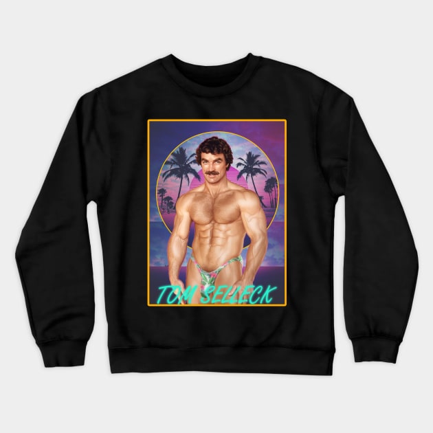 Tom Selleck Retro Vibe Crewneck Sweatshirt by huskaria